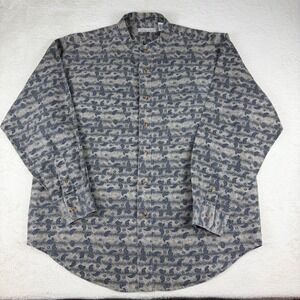 Bugle Boy Company Mens Long Sleeve Button Up Shirt Paisley Band/Grandad Collar L